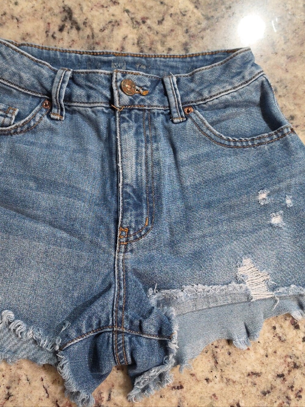 Rewash Light Blue Ripped High-Rise Denim Cutoff Shorts